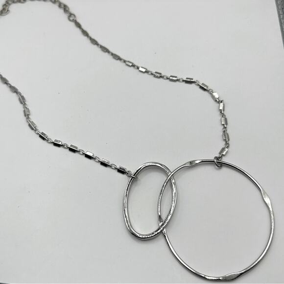 Chico's Jewelry - Chico's Silver tone Chain Necklace double overlapping triple circle modern